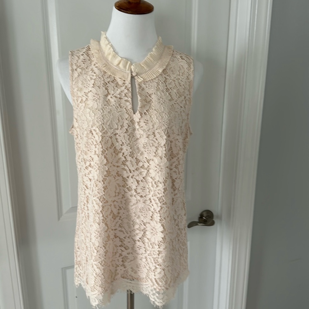 J. Crew Cream Lace Tank Top medium tall